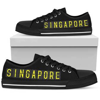Chaussures en Toile Basses Noires Destinations Aéroport de Singapour - Cadeauxyz