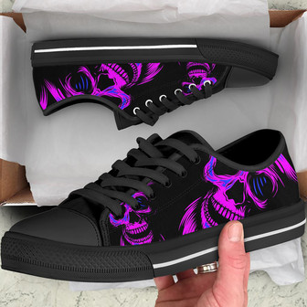 Baskets Converse Basses Écossaises Tête de Mort Violette - Cadeauxyz