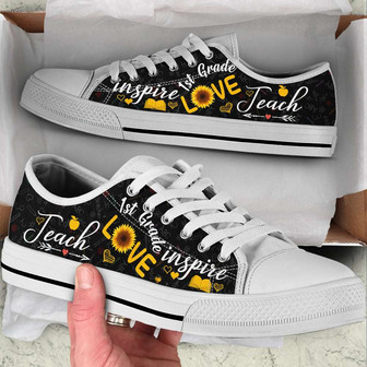 Chaussures Basses Personnalisées pour Enseignant avec Tournesol "Enseigner, Aimer, Inspirer" - Cadeauxyz