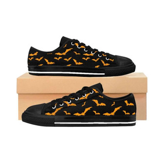 Baskets en toile Converse basses avec chauves-souris volantes oranges pour Halloween - Cadeauxyz