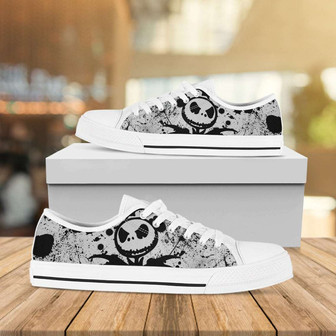 Chaussures basses en toile décontractées pour hommes et femmes Jack Skellington Halloween de L'Étrange Noël de monsieur Jack – - Cadeauxyz