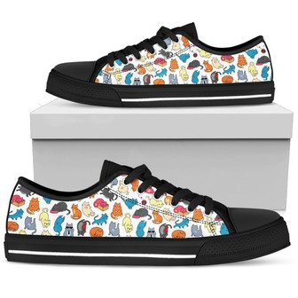 Chaussure basse multi-couleurs pour femme avec motif de chats - Cadeauxyz