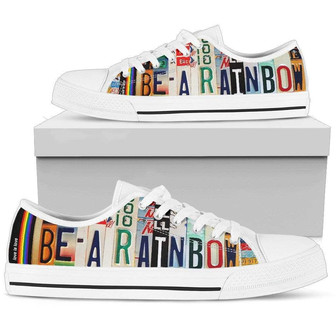 Soyez un Arc-en-ciel Baskets Basses Femme Tennis Blanc - Cadeauxyz