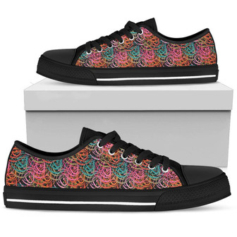 Chaussures Basses Ethniques Abstraites pour Femmes (Noires) - Cadeauxyz