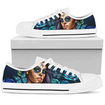 Baskets basses pour femmes Calavera turquoise (semelles blanches) - Cadeauxyz