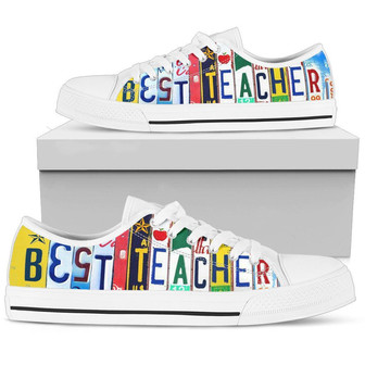 Plaques d'immatriculation meilleur professeur Baskets basses en toile - Cadeauxyz