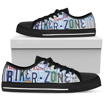 Chaussures Basses en Toile Plaque d'Immatriculation Biker Zone - Cadeauxyz