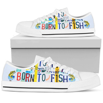 Plaques d'immatriculation Born To Fish Baskets basses en toile - Cadeauxyz