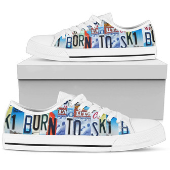 Chaussures en toile basses Plaque d'immatriculation Born to Ski - Cadeauxyz
