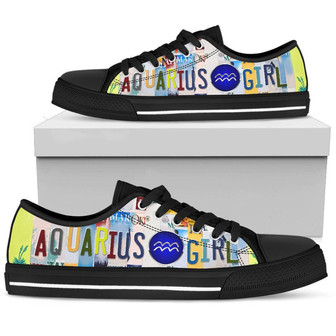 Aquarius Girl Plaque d'Immatriculation Baskets Basses en Toile - Cadeauxyz
