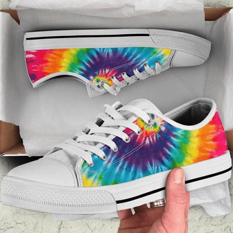 Chaussures Basses Abstraites Tie Dye Spirale Hippie Colorées - Cadeauxyz