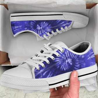 Chaussures Basses Abstraites Hippie Tie Dye Bleu Pourpre - Cadeauxyz