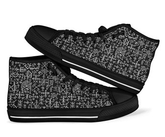 Futhark Norse Runes Scandinavian Viking Men Women's High Top Shoesは、フーサーク・ノース・ルーン・スカンジナビア・バイキング・メンズ・ウィメンズ・ハイトップ・シューズです。 - Kawaiitshirt