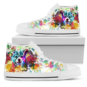 Corgi Color High Top Shoes For Women, Shoes For Men Custom Shoesは、女性用コーギーカラーハイトップシューズ、男性用カスタムシューズです。 - Kawaiitshirt