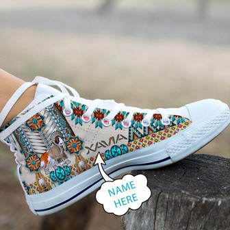 ネイティブアメリカンセントバーナードパターンカスタムネーム - ハイトップシューズ - Kawaiitshirt