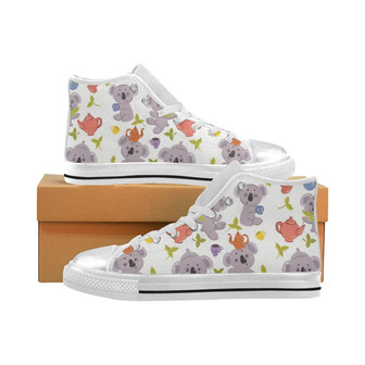 かわいいコアラのティーポットティー女性用ハイトップシューズホワイト - Kawaiitshirt