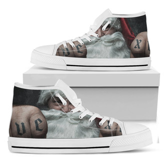 愛のクリスマスサンタクロースプリント白いハイトップシューズ - Kawaiitshirt