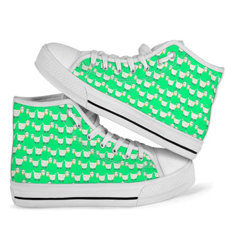 羊とヤギのプリントパターンの男性女性用ハイトップシューズ - Kawaiitshirt