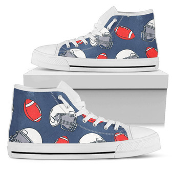 アメリカンフットボールヘルメットデザインパターン女性用ハイトップシューズ - Kawaiitshirt