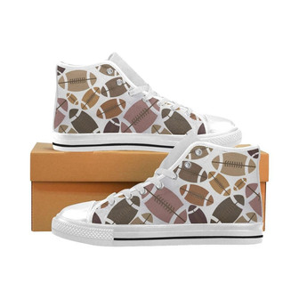 アメリカンフットボールボールパターンメンズハイトップシューズホワイト - Kawaiitshirt