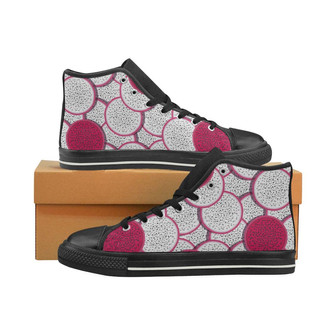 スライスドラゴンフルーツパターンメンズハイトップシューズブラック - Kawaiitshirt