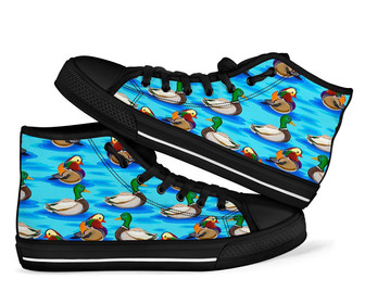 ダックマラードパターンプリントメンズウィメンズハイトップシューズ - Kawaiitshirt