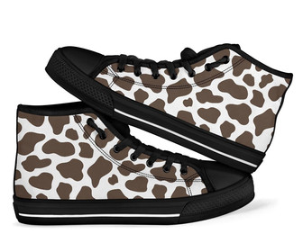 ブラウンカウパターンプリントメンズウィメンズハイトップシューズ - Kawaiitshirt