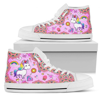 ユニコーンピンクハイトップシューズスニーカーメンズウィメンズHt - Kawaiitshirt