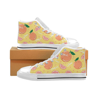 グレープフルーツイエローバックグラウンドメンズハイトップシューズホワイト - Kawaiitshirt