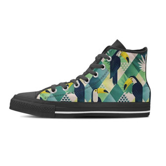 パッチワークトロピカルトーカンプリントメンズハイトップシューズ - Kawaiitshirt