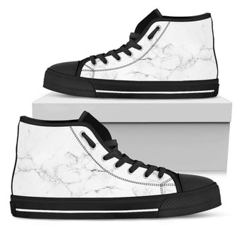 ホワイトグランジマーブルプリントメンズハイトップシューズ - Kawaiitshirt