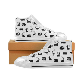 ヤギのラムパターンの女性用ハイトップシューズホワイト - Kawaiitshirt