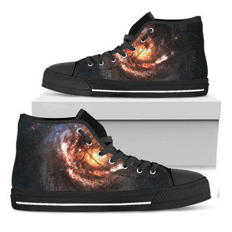 銀河宇宙プリント黒ハイトップシューズ - Kawaiitshirt