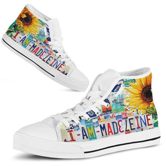 Madeleine License Plate High Top Shoes: マドレーヌ ライセンスプレート ハイトップシューズ - Kawaiitshirt