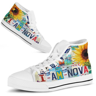 Nova License Plate High Top Shoes: ノヴァ ライセンスプレート ハイトップシューズ - Kawaiitshirt