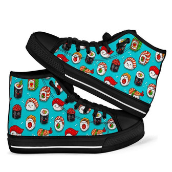 パターンプリント寿司男女用ハイトップシューズ - Kawaiitshirt