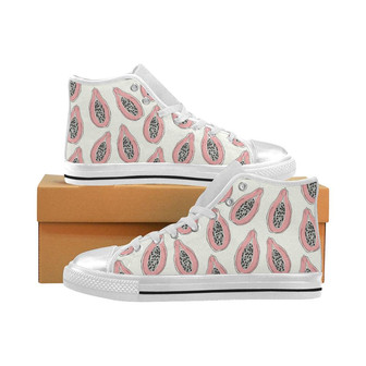 パパイヤパターンの女性用ハイトップシューズ、ホワイト - Kawaiitshirt