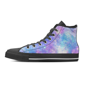 ピンクとブルーのギャラクシースペースメンズハイトップシューズ - Kawaiitshirt