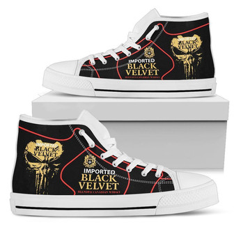 ブラックベルベットスニーカーウィスキーハイトップシューズ - Kawaiitshirt