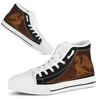 レザーパターンプリント付きドラゴンハイトップシューズ - Kawaiitshirt