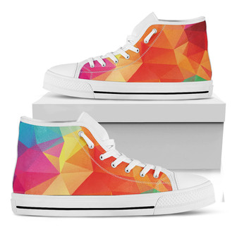 抽象的な多角形の幾何学的プリント白いハイトップシューズ - Kawaiitshirt