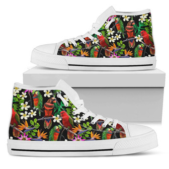 Parrot Design Print Women High Top Shoesを日本語に訳すと、「オウムデザインプリント女性用ハイトップシューズ」になります。 - Kawaiitshirt