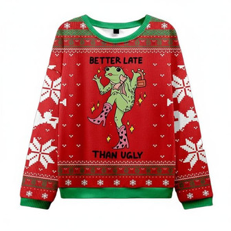 Better Late Than Ugly Frog Ugly Christmas Sweater | Seseable UK