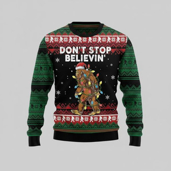 Bigfoot Believer Camping Holiday Sweater - Seseable