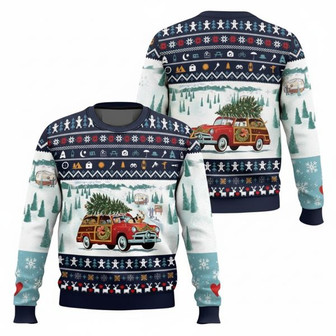 Funny Dog In Car Christmas Ugly Sweater | Seseable UK