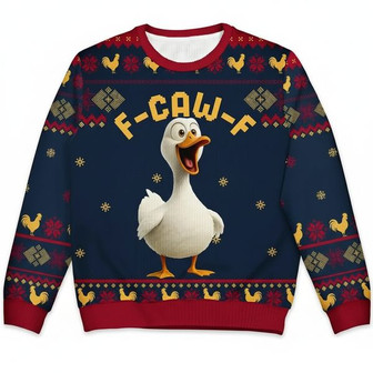 Funny Chicken F-Caw-F Personalized Unisex Ugly Sweater | Seseable UK