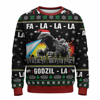 Funny Godzilla Christmas Ugly Sweater For Men Women | Seseable CA