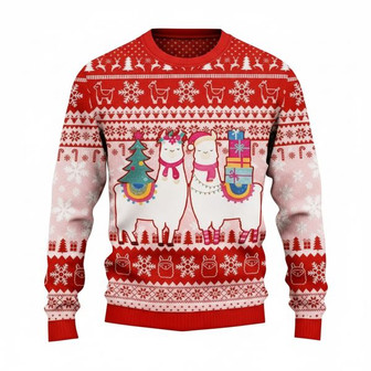 Funny Llama Christmas Ugly Sweater For Men Women | Seseable UK