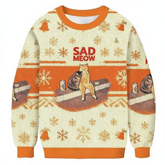 Sad Meow Cat Ugly Christmas Sweater | Seseable FR