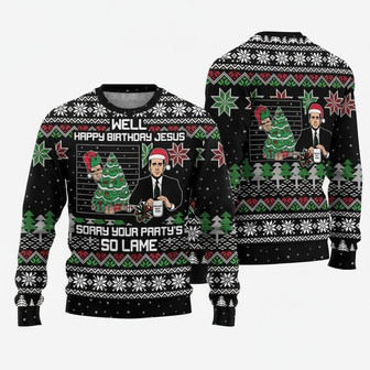 The Office Happy Birthday Jesus Ugly Sweater | Seseable CA